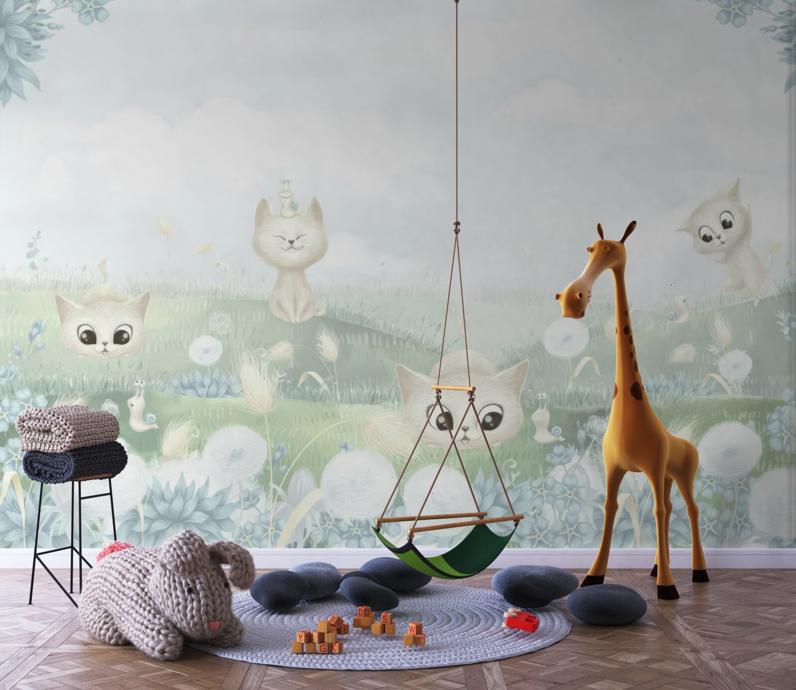 Fototapeta malé mačky na trávnatom trávniku