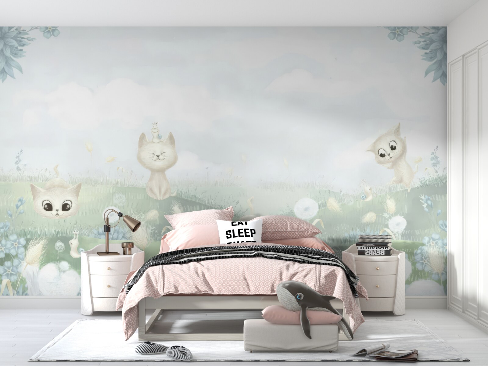 Fototapeta malé mačky na trávnatom trávniku