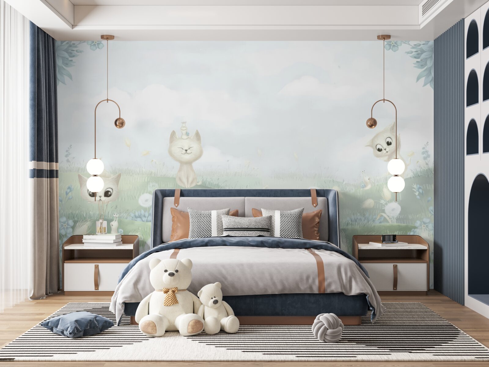 Fototapeta malé mačky na trávnatom trávniku