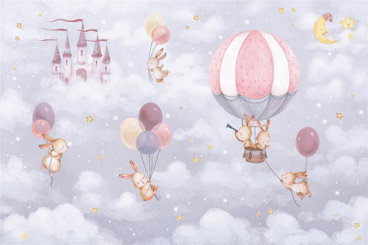 Fototapeta zajačiky lietajú v balónoch