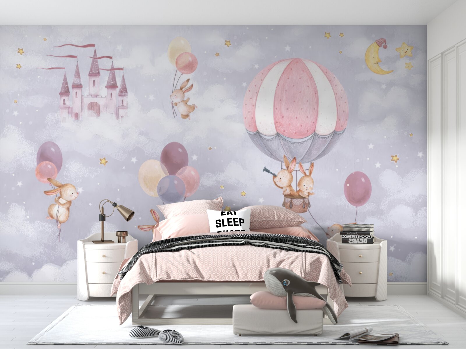 Fototapeta zajačiky lietajú v balónoch