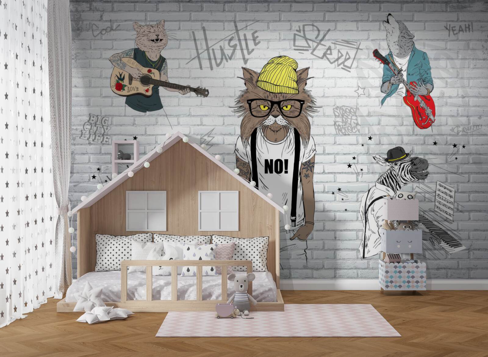 Fototapeta zvieratá zobrazované ako hudobníci