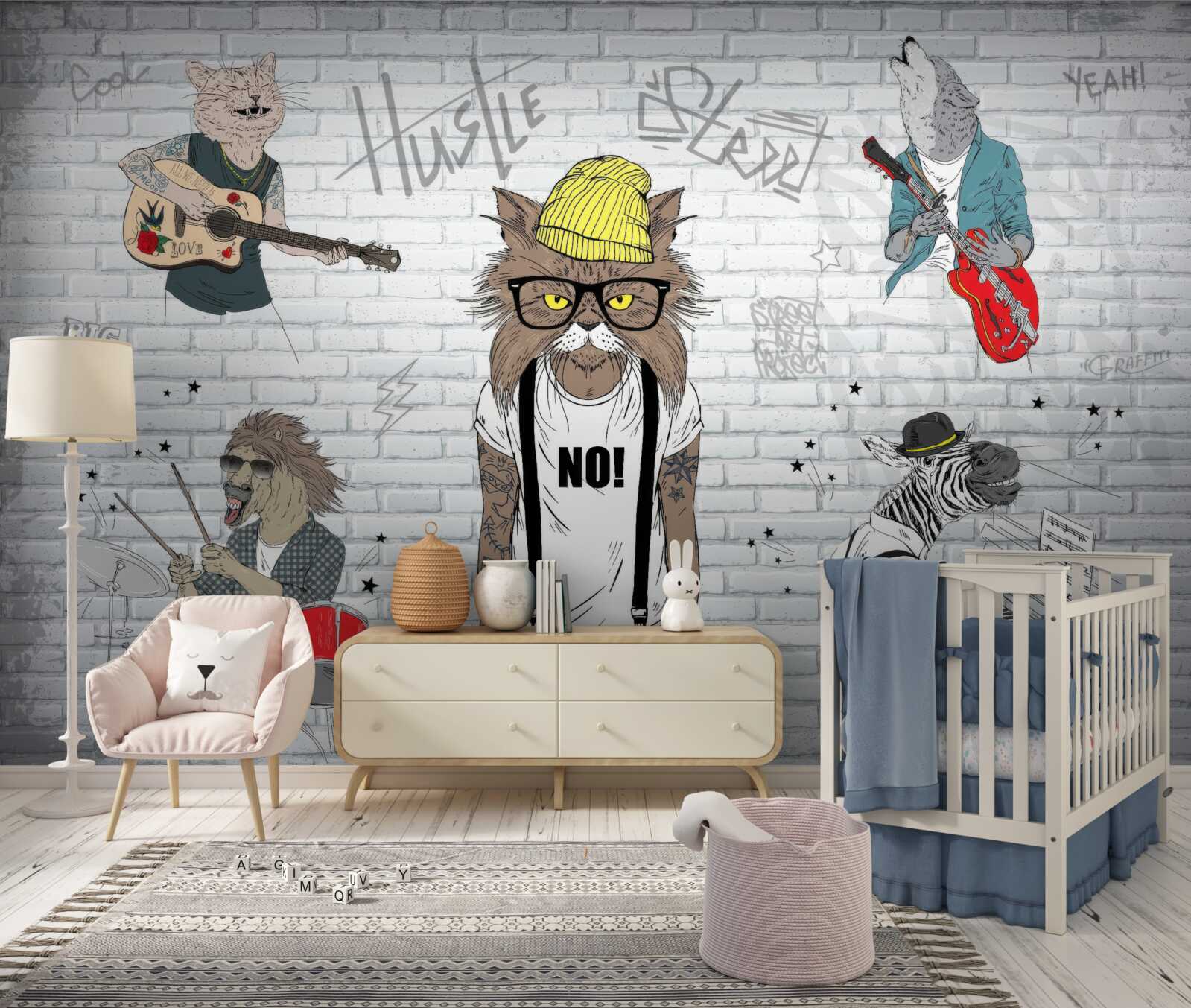 Fototapeta zvieratá zobrazované ako hudobníci