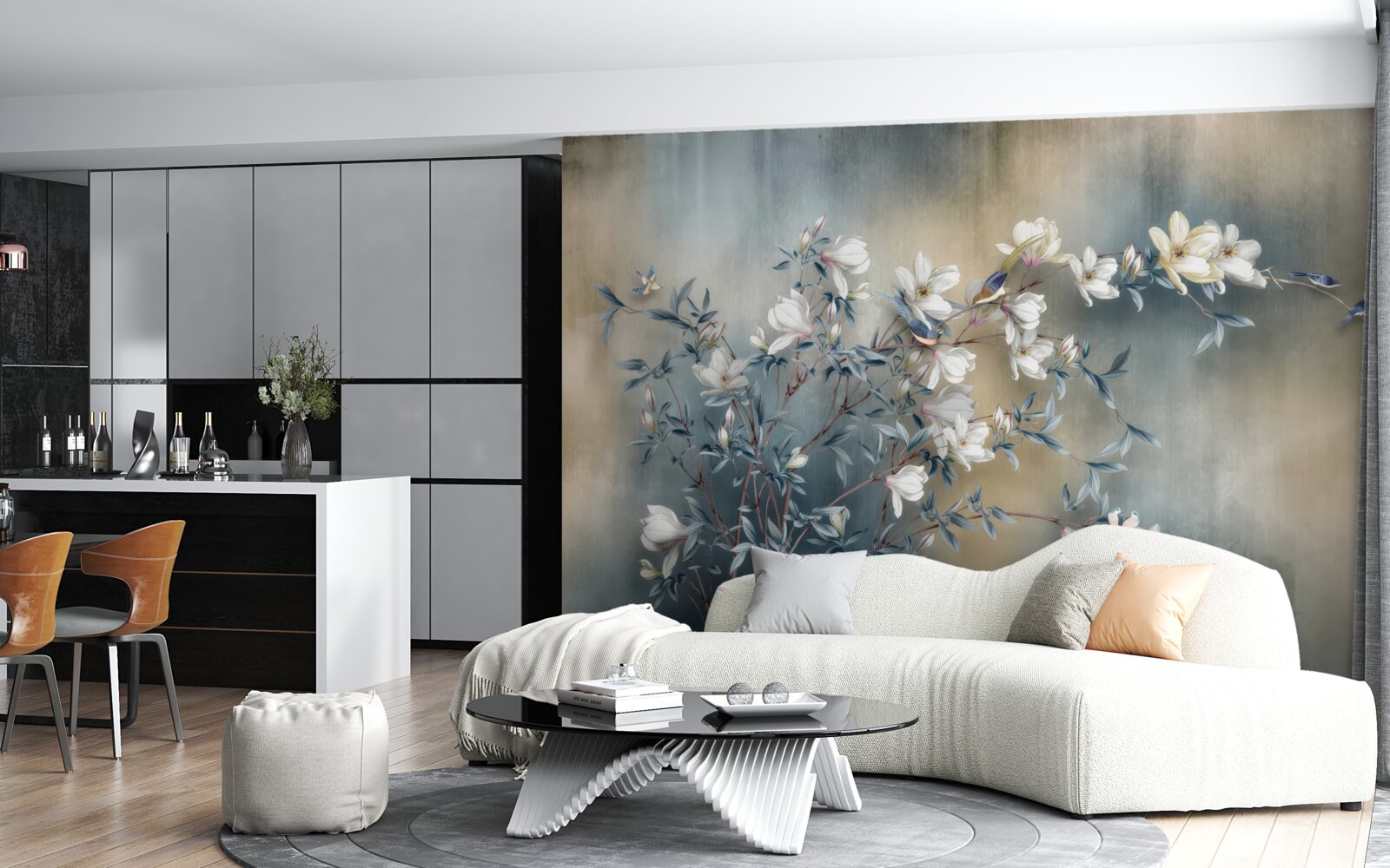 Fototapeta vetva pokrytá bielymi kvetmi