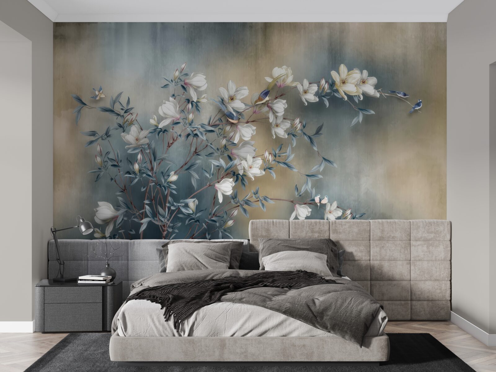 Fototapeta vetva pokrytá bielymi kvetmi