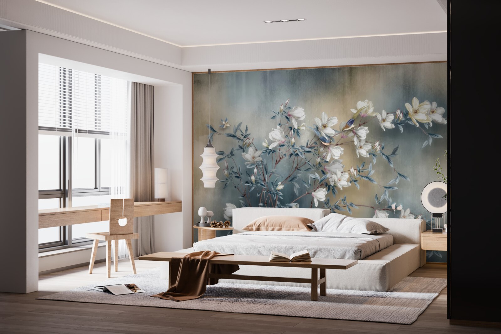 Fototapeta vetva pokrytá bielymi kvetmi