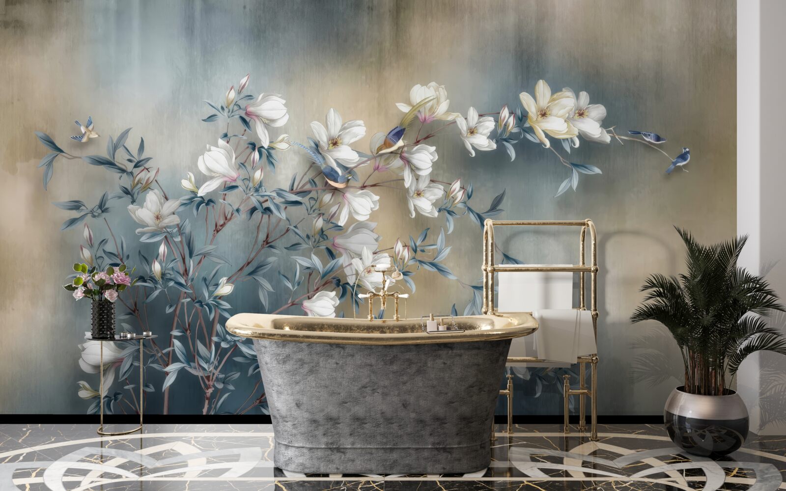 Fototapeta vetva pokrytá bielymi kvetmi