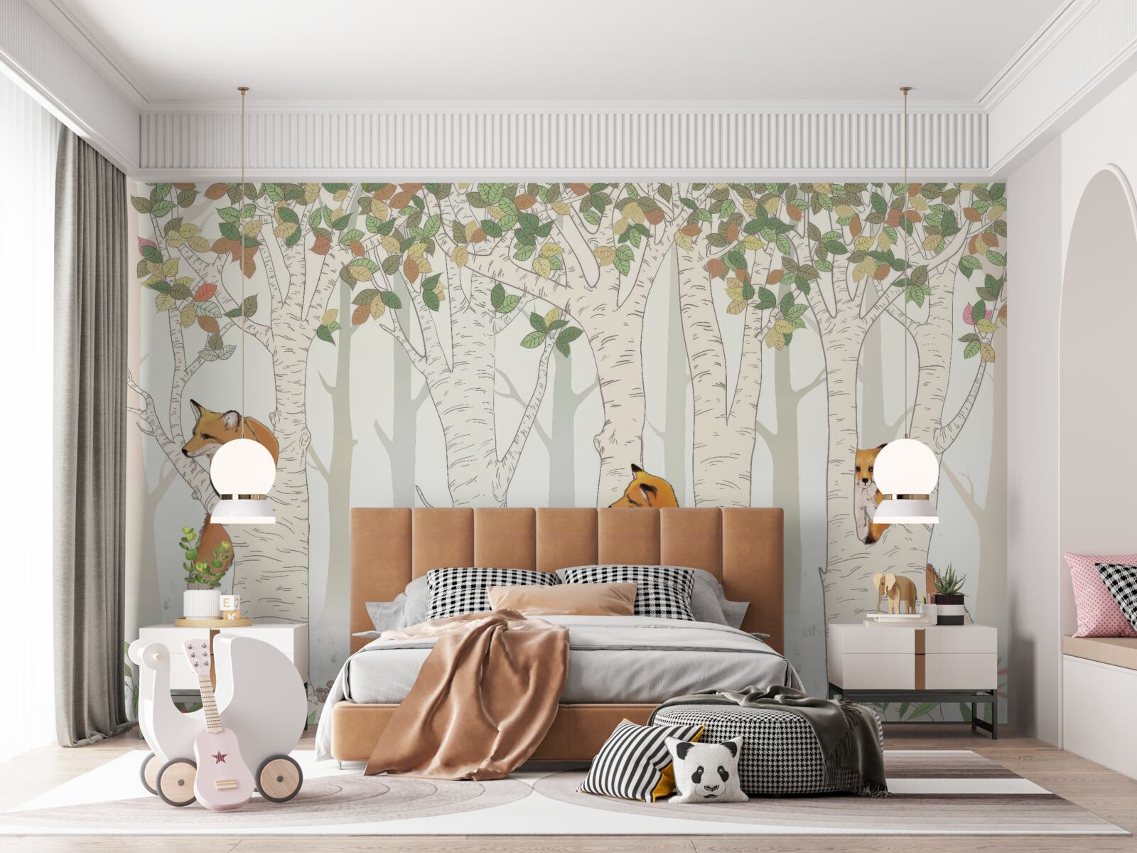 Fototapeta líšky medzi vetvami stromov