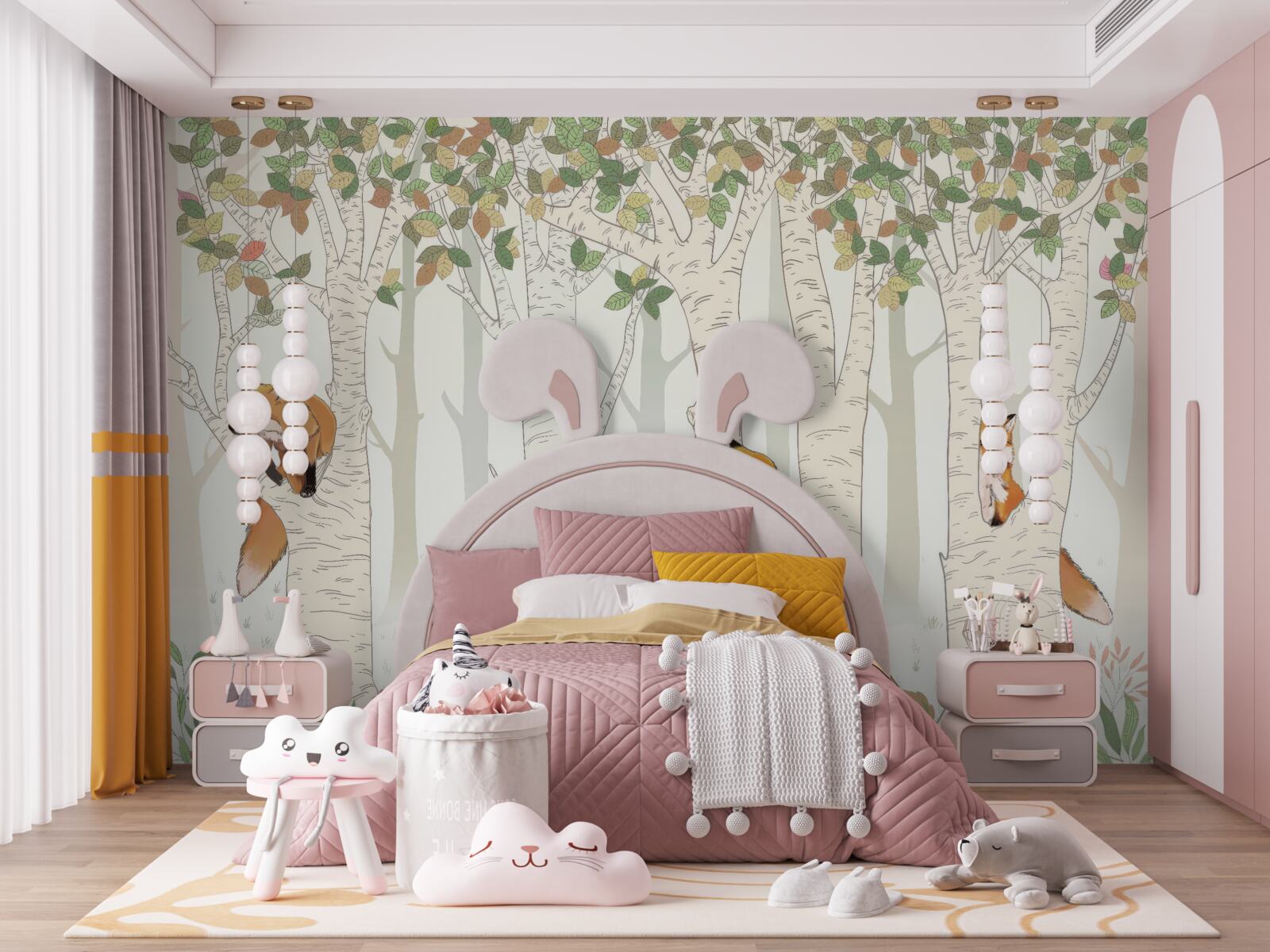 Fototapeta líšky medzi vetvami stromov