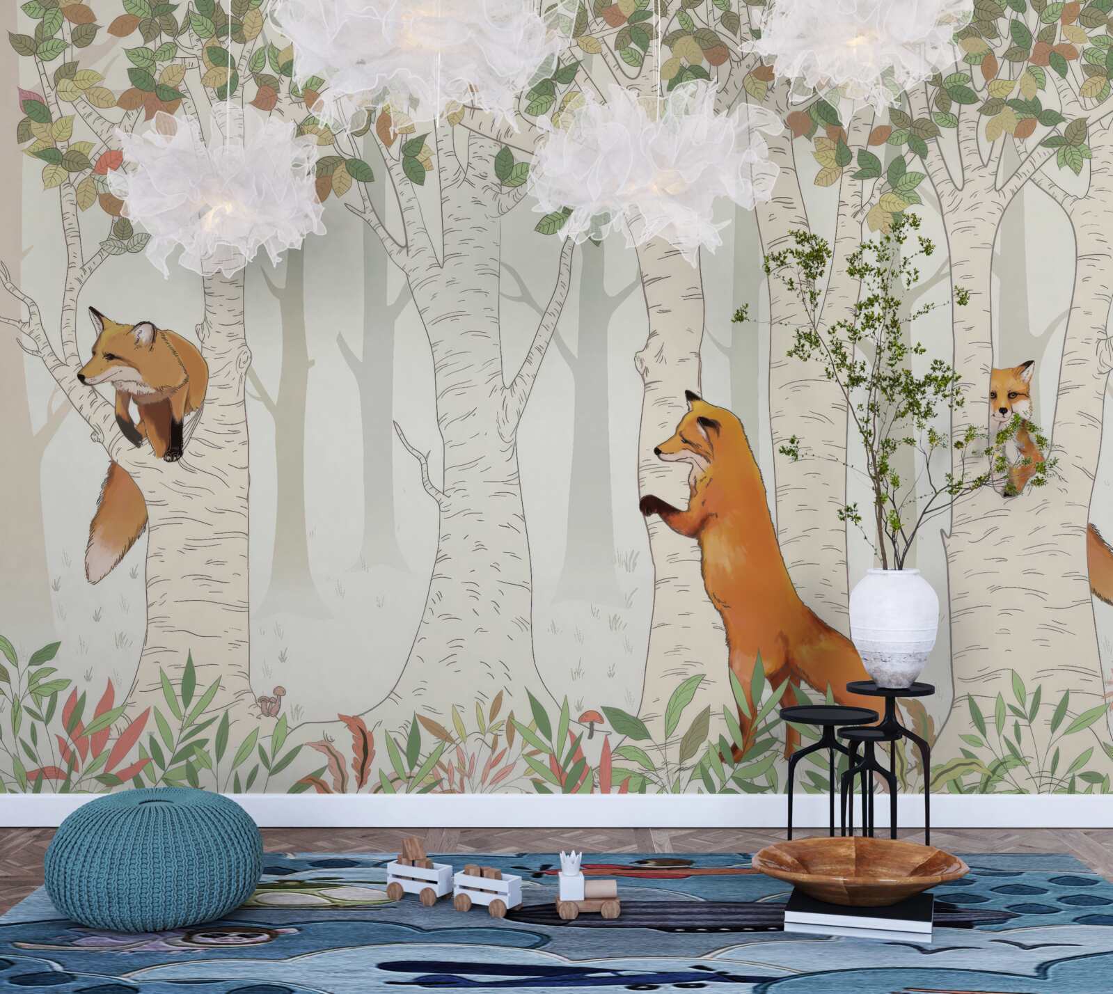 Fototapeta líšky medzi vetvami stromov