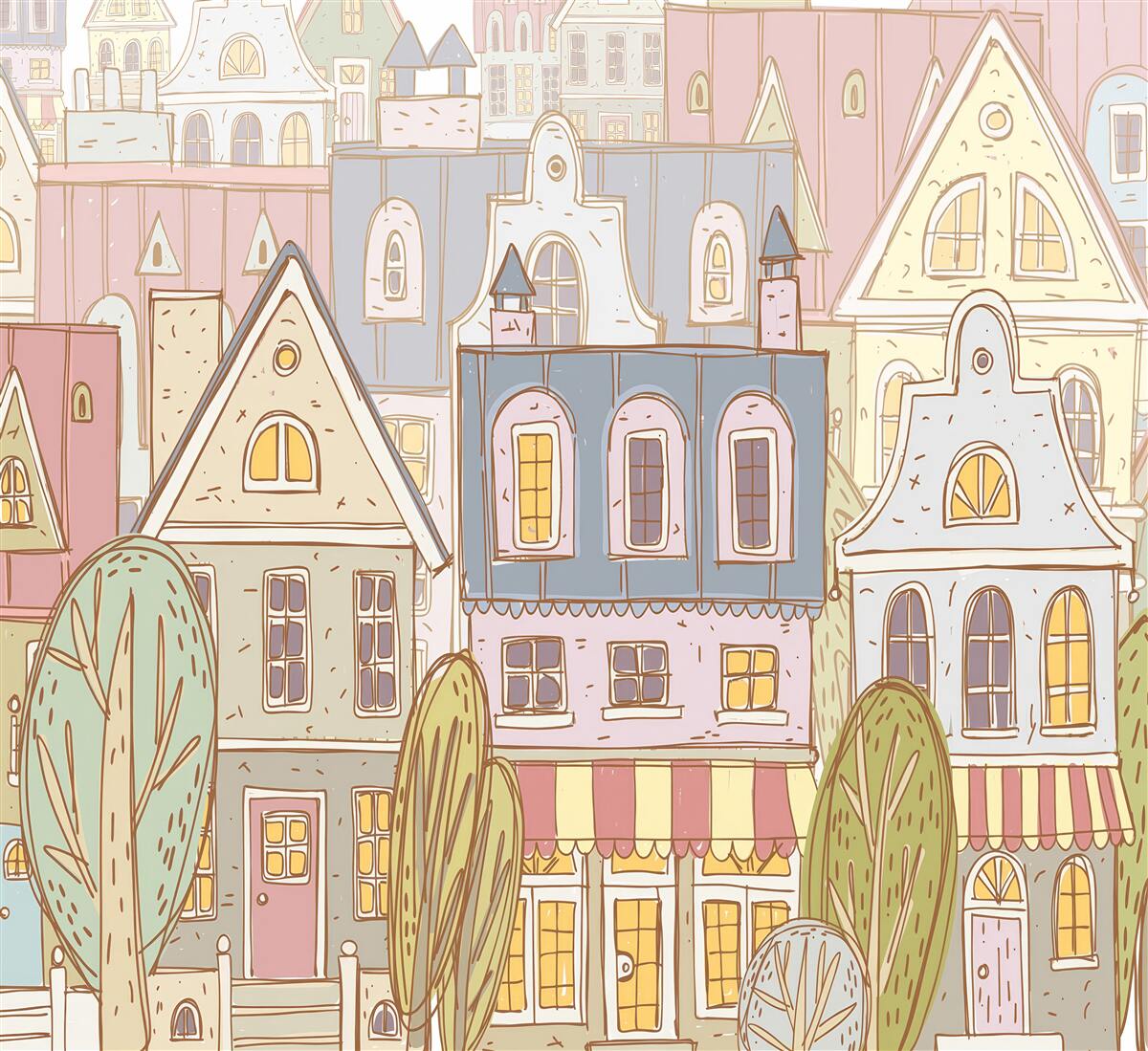 Fototapeta domy rôznych typov