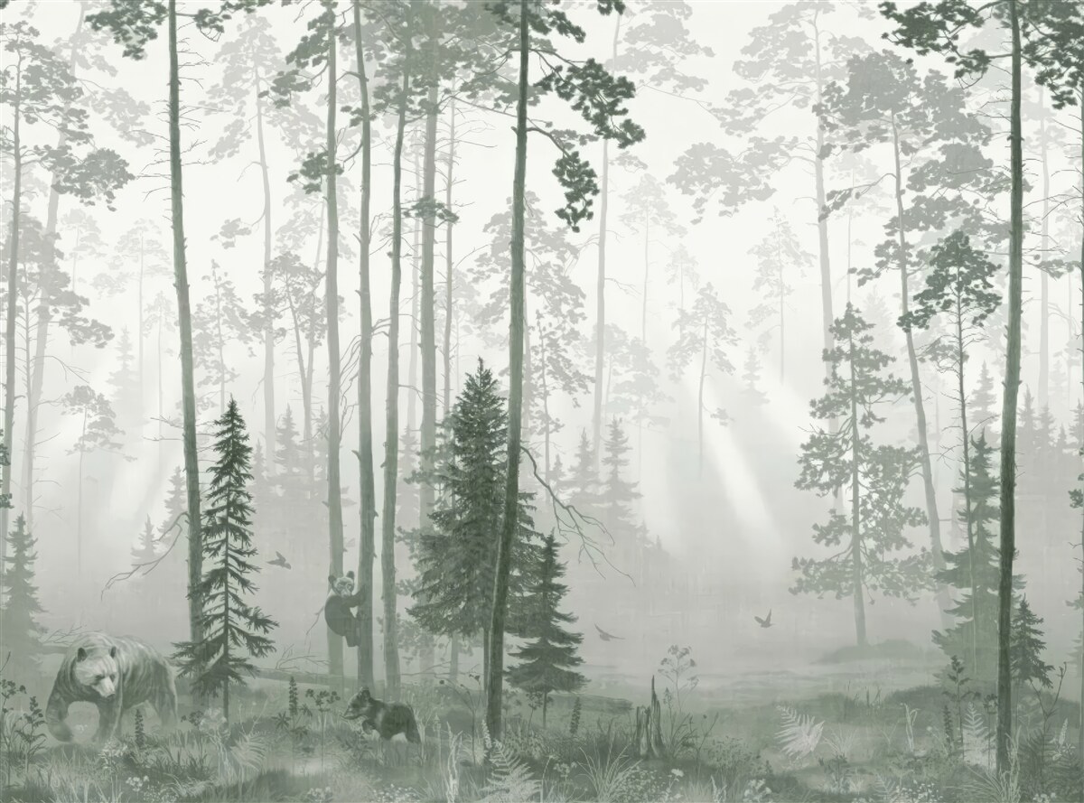 Fototapeta medvede v zadymenom lese