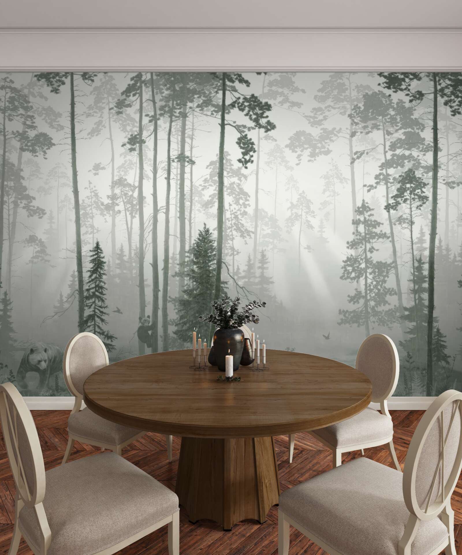 Fototapeta medvede v zadymenom lese