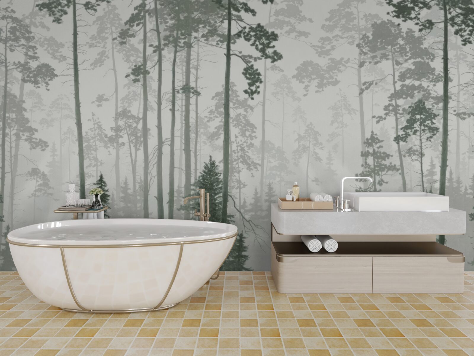 Fototapeta medvede v zadymenom lese