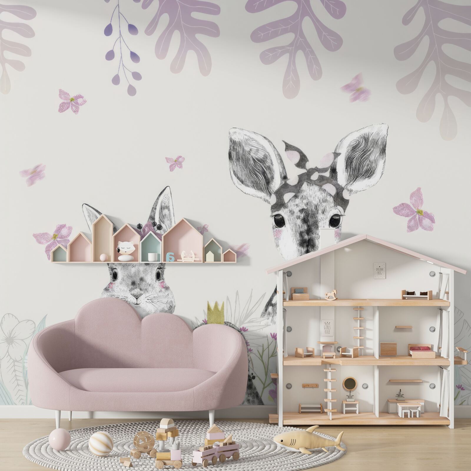 Fototapeta svetlé pozadie s obrázkami zvierat