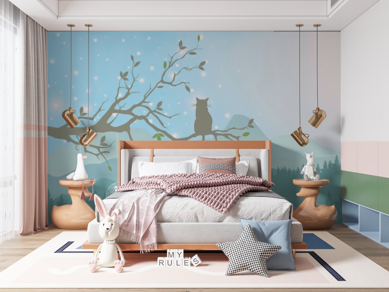 Fototapeta jedno mačiatko sedí na konári stromu