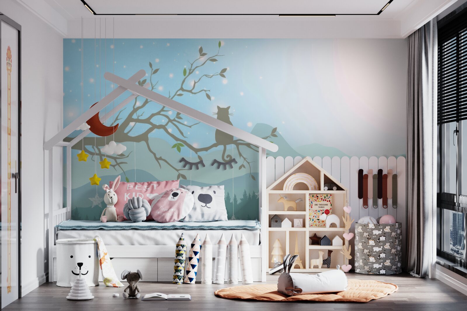 Fototapeta jedno mačiatko sedí na konári stromu