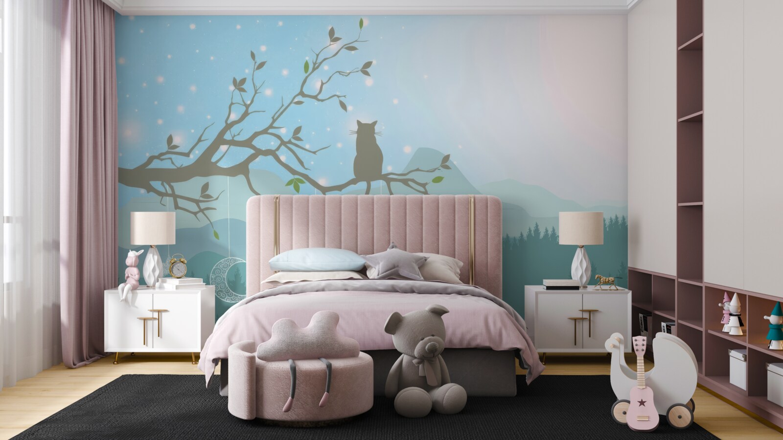 Fototapeta jedno mačiatko sedí na konári stromu