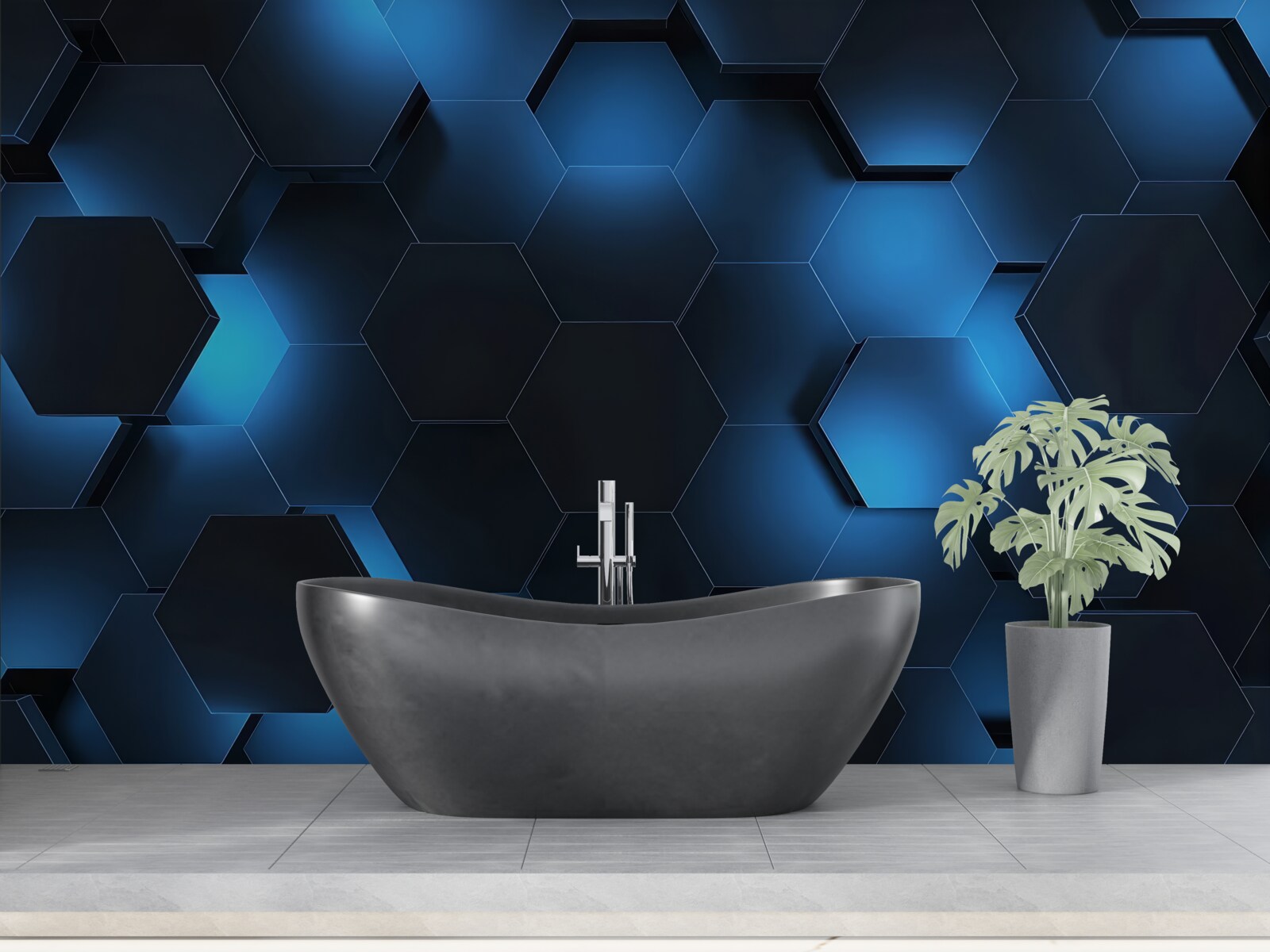 Fototapeta šesťuholníky sú tmavo modré