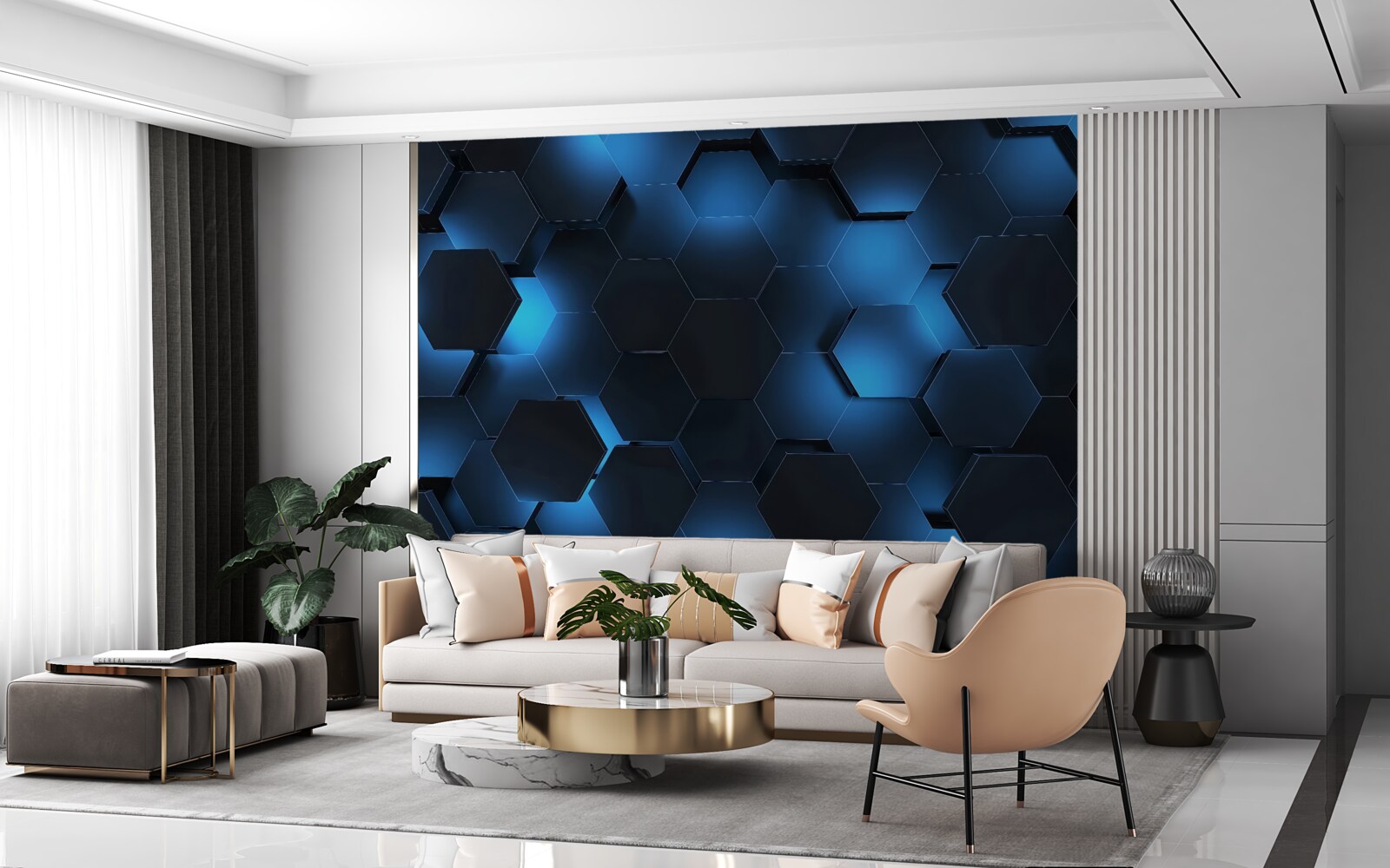 Fototapeta šesťuholníky sú tmavo modré