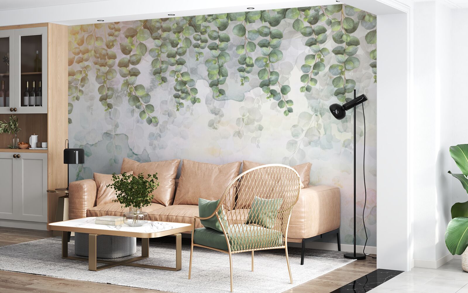 Fototapeta visiace konáre so zelenými listami