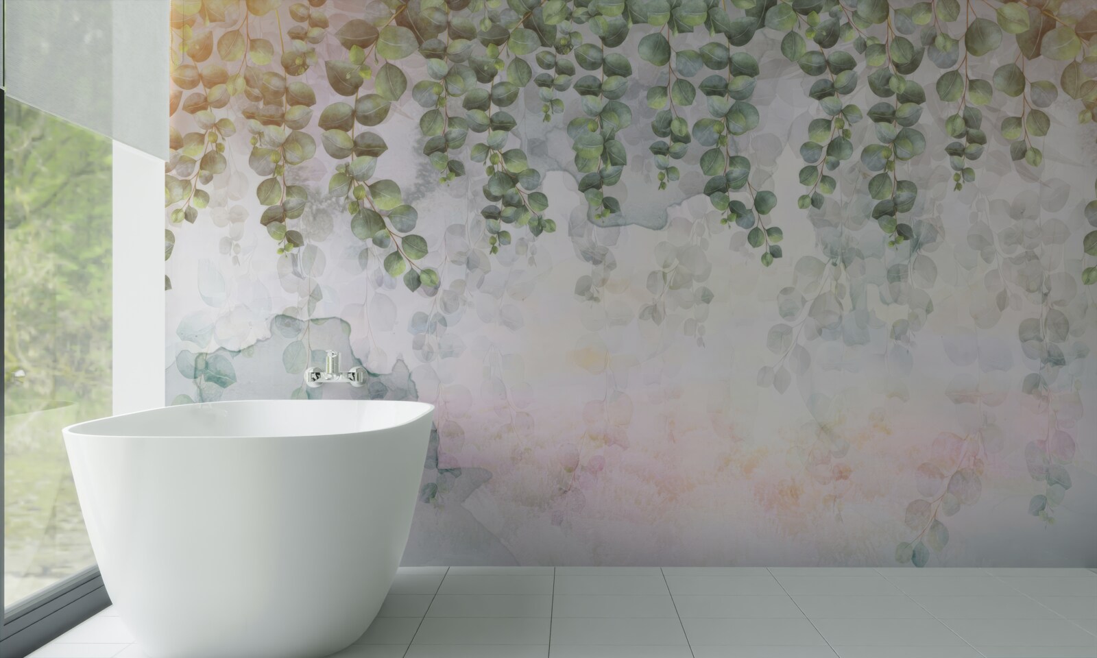 Fototapeta visiace konáre so zelenými listami