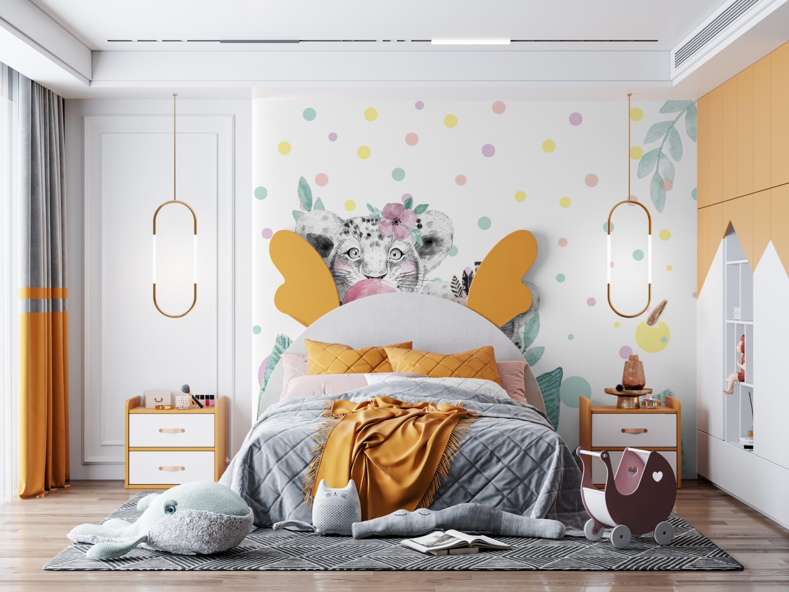 Fototapeta spoza listov sa vynorí levíča