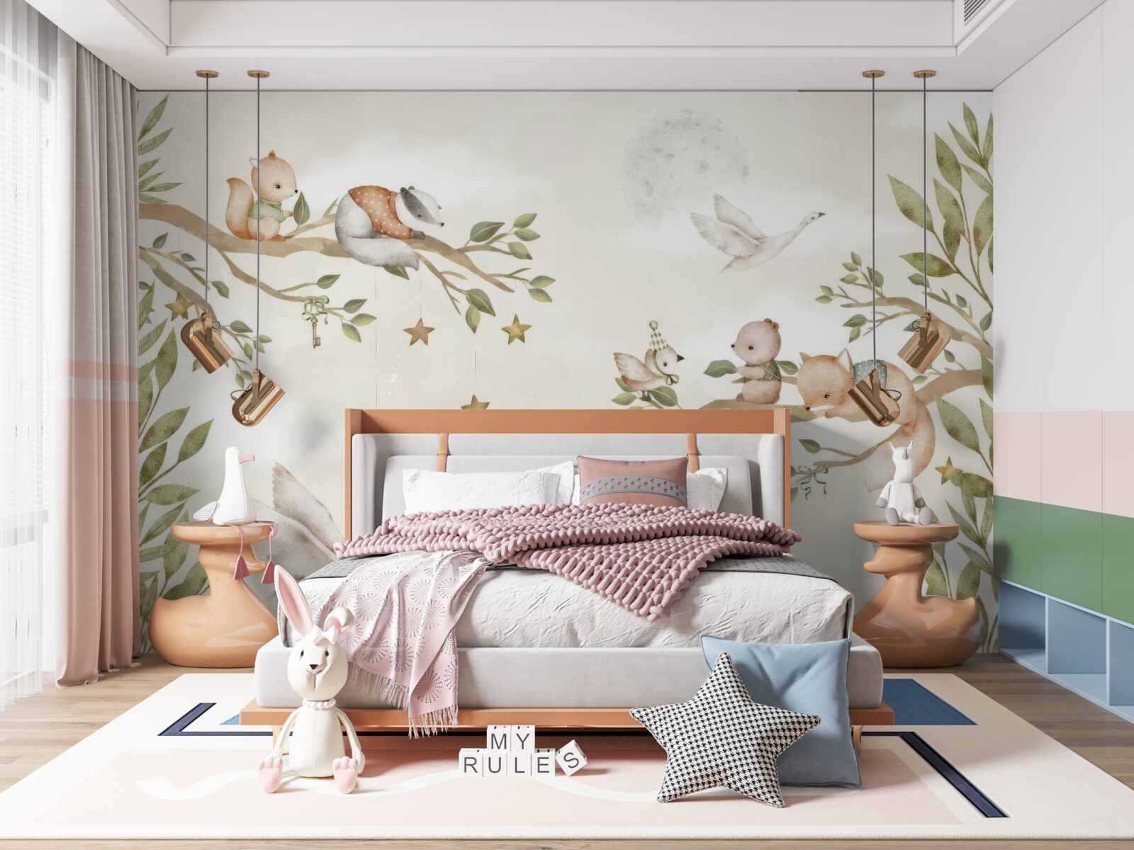 Fototapeta Na konároch stromov sedeli rôzne zvieratá