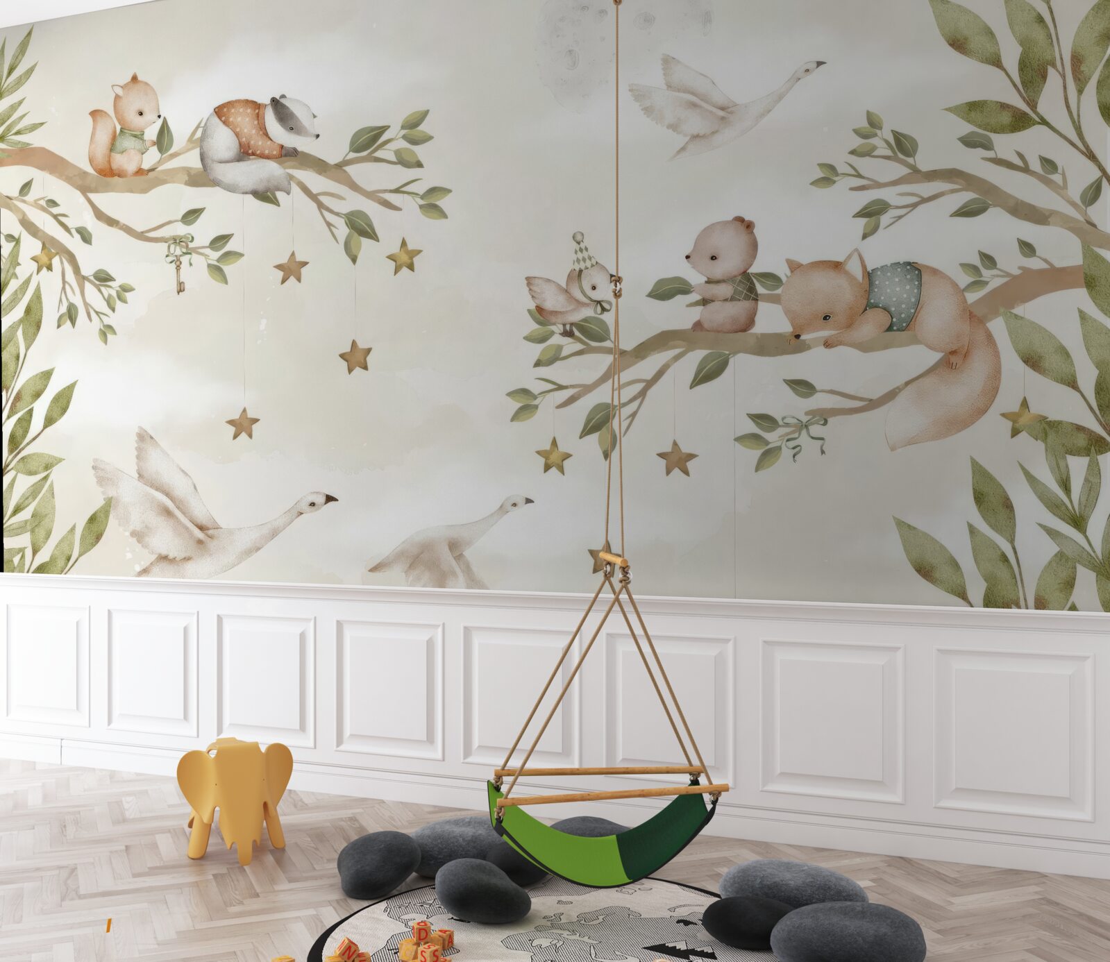 Fototapeta Na konároch stromov sedeli rôzne zvieratá