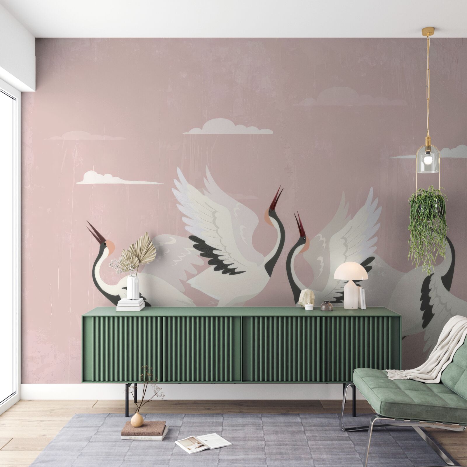 Fototapeta bociany naťahujú krky a pozerajú hore