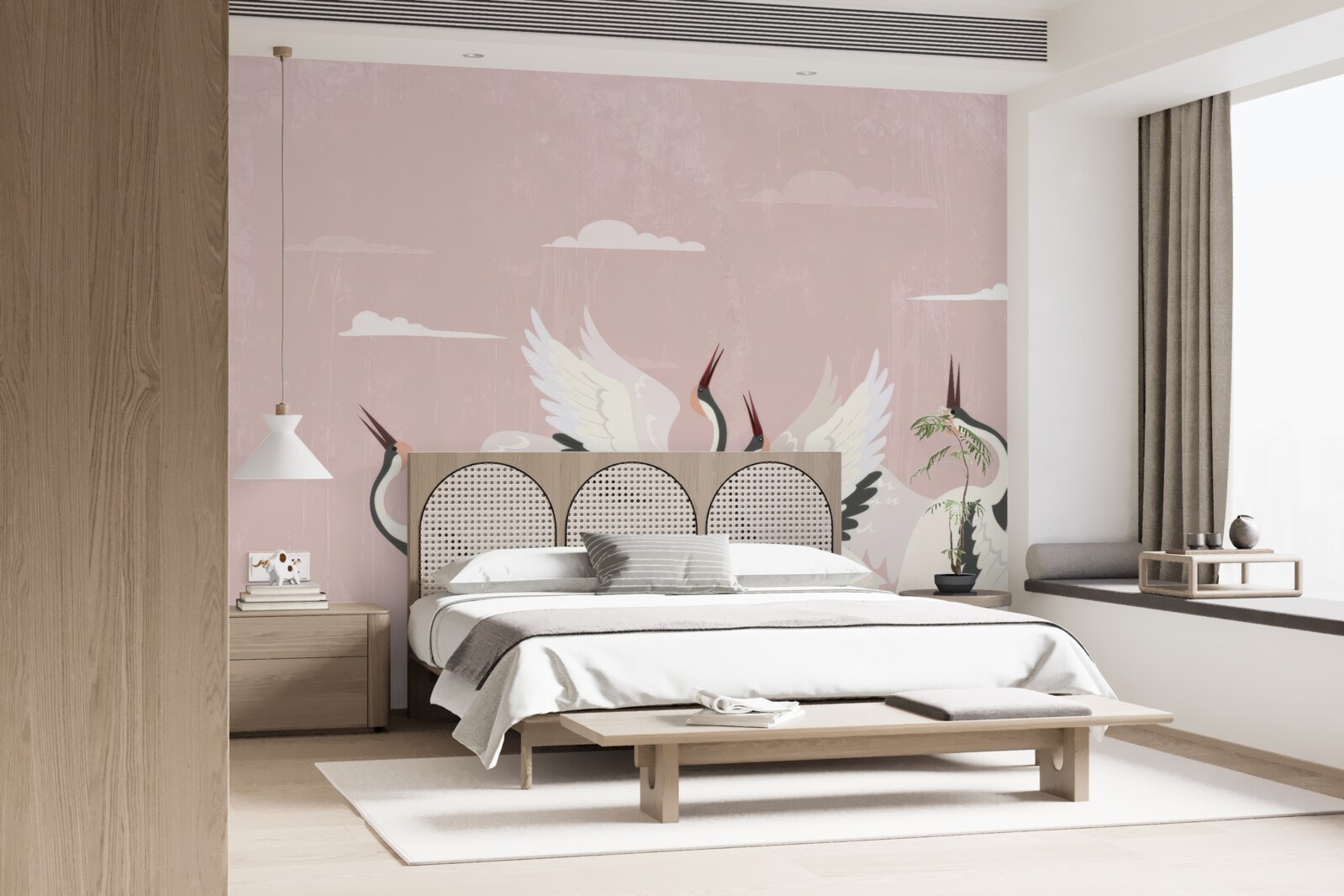 Fototapeta bociany naťahujú krky a pozerajú hore