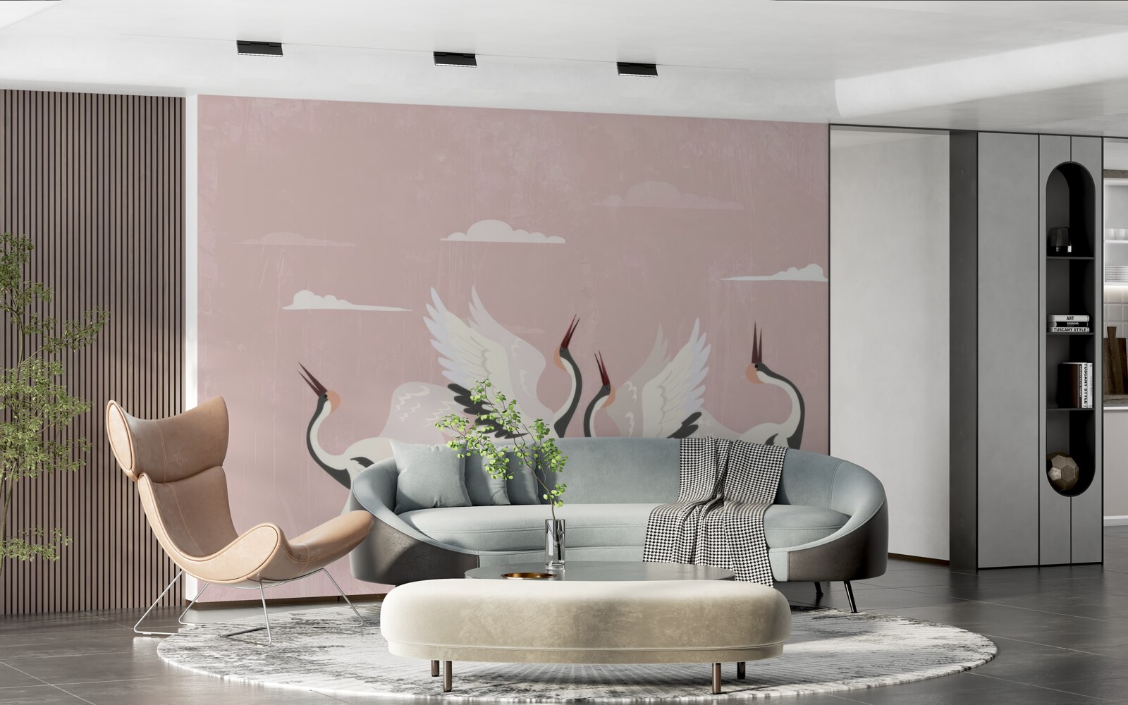 Fototapeta bociany naťahujú krky a pozerajú hore