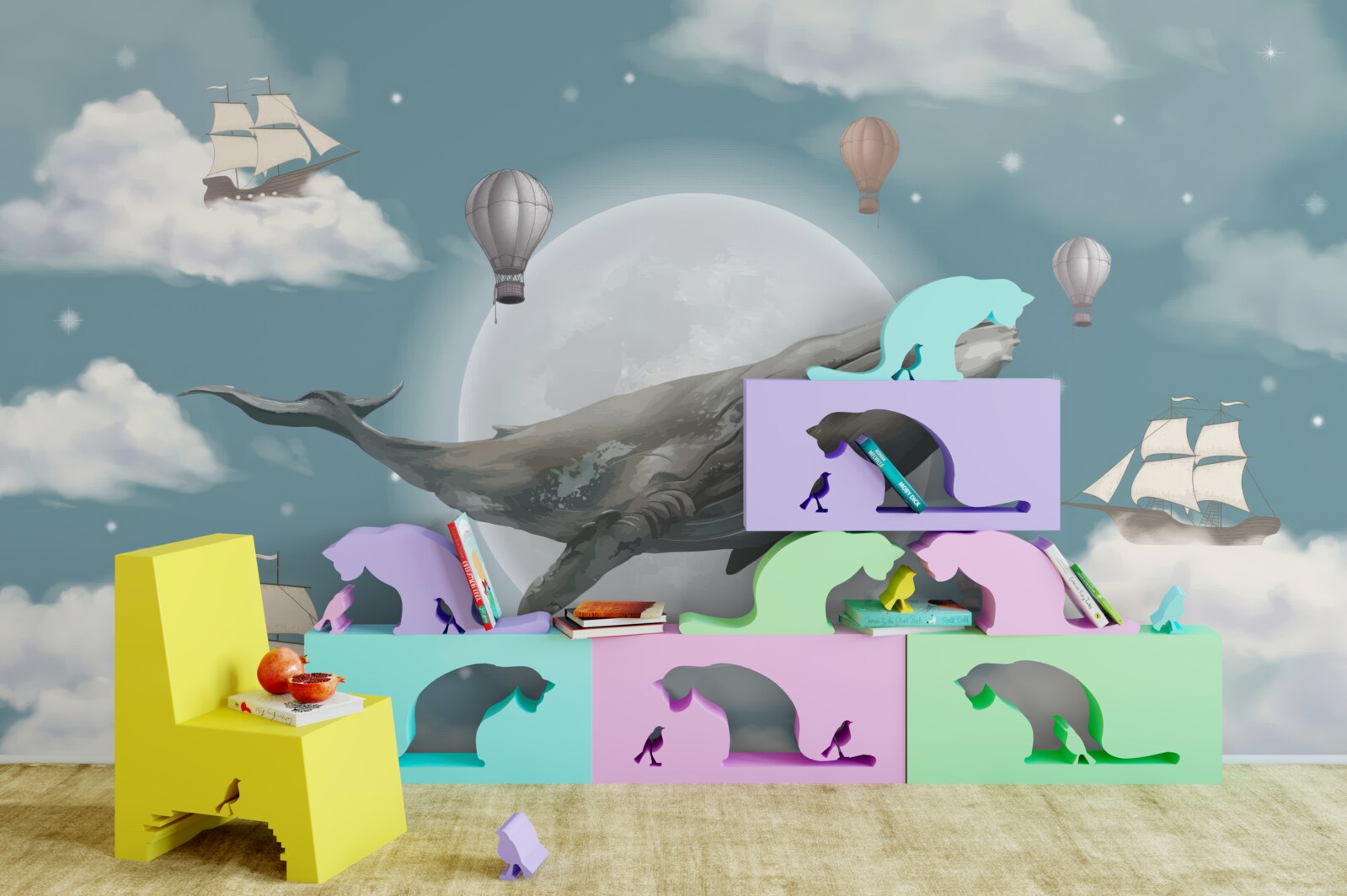 Fototapeta obrovský vorvaň na pozadí splnu