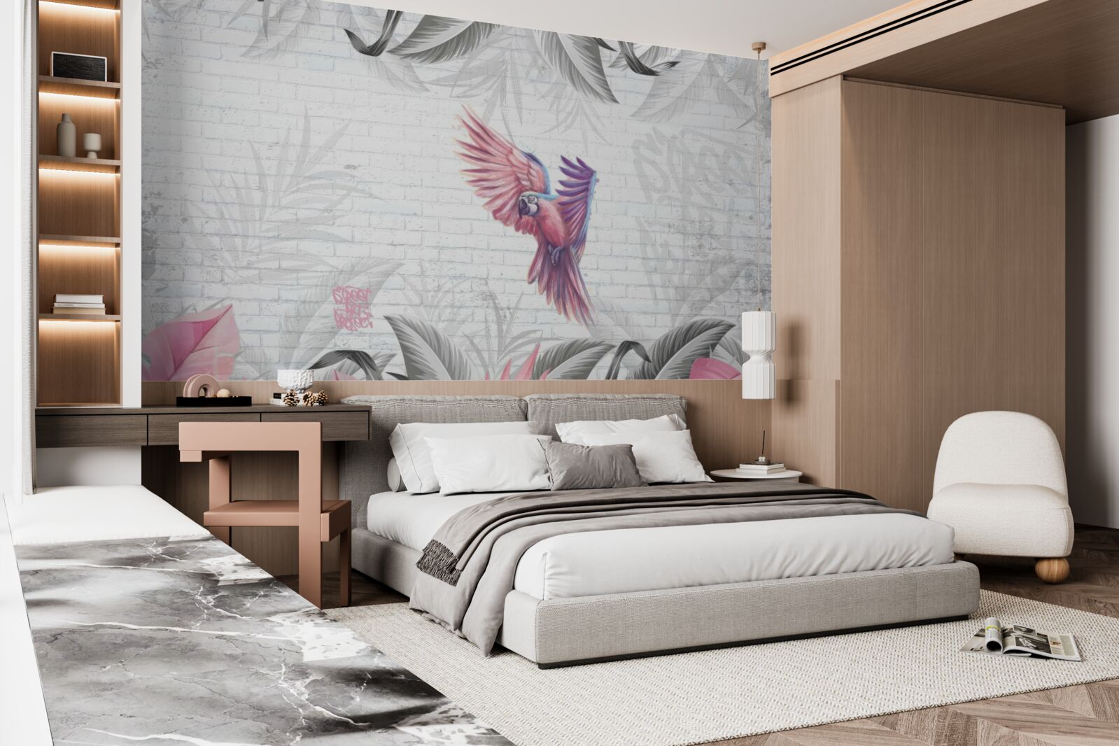 Fototapeta ružový papagáj