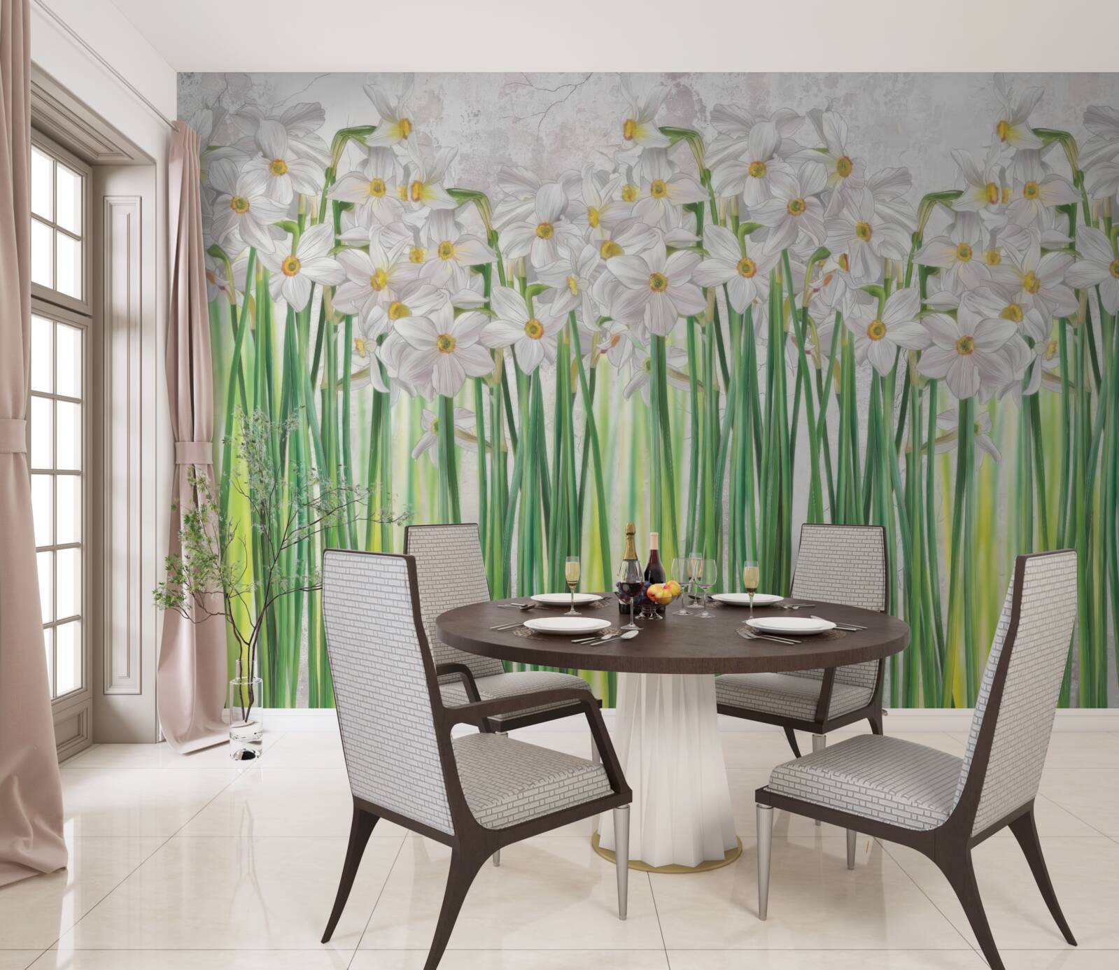 Fototapeta kvety narcisov sú biele