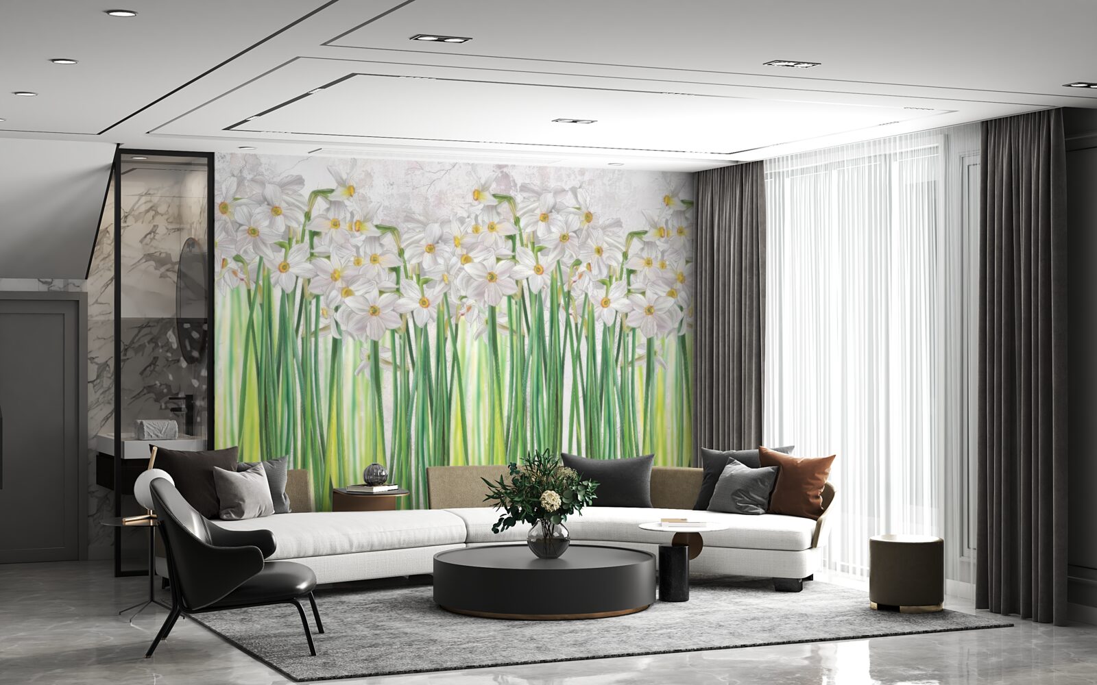 Fototapeta kvety narcisov sú biele