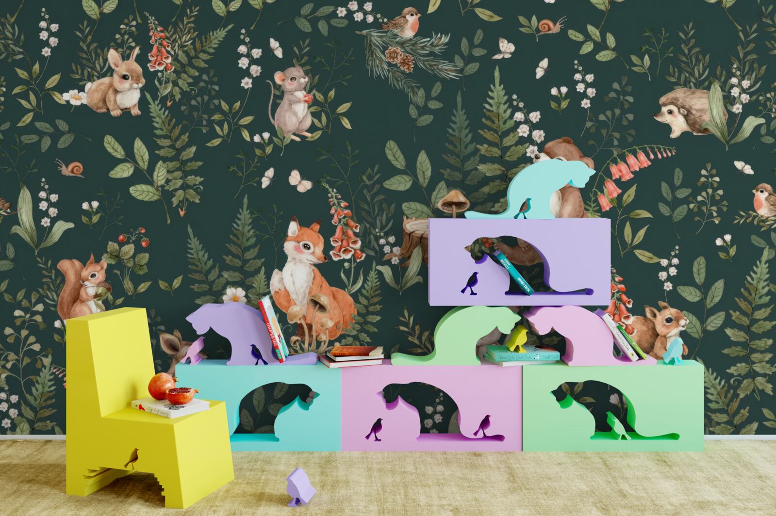 Fototapeta Medzi zelenými listami sú rôzne zvieratá