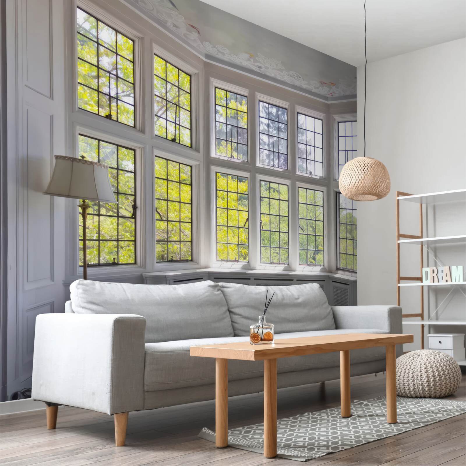 Fototapeta panoráma stromov z okna