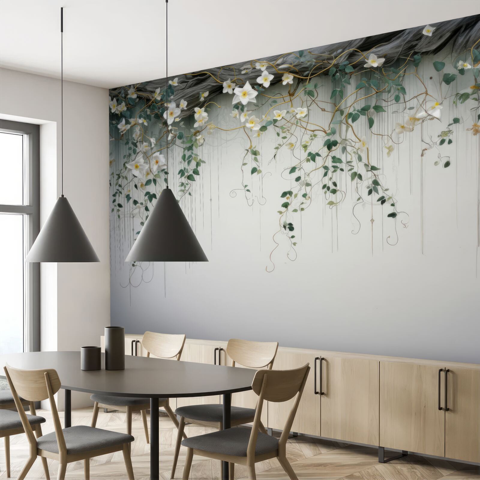 Fototapeta konáre s bielymi kvetmi