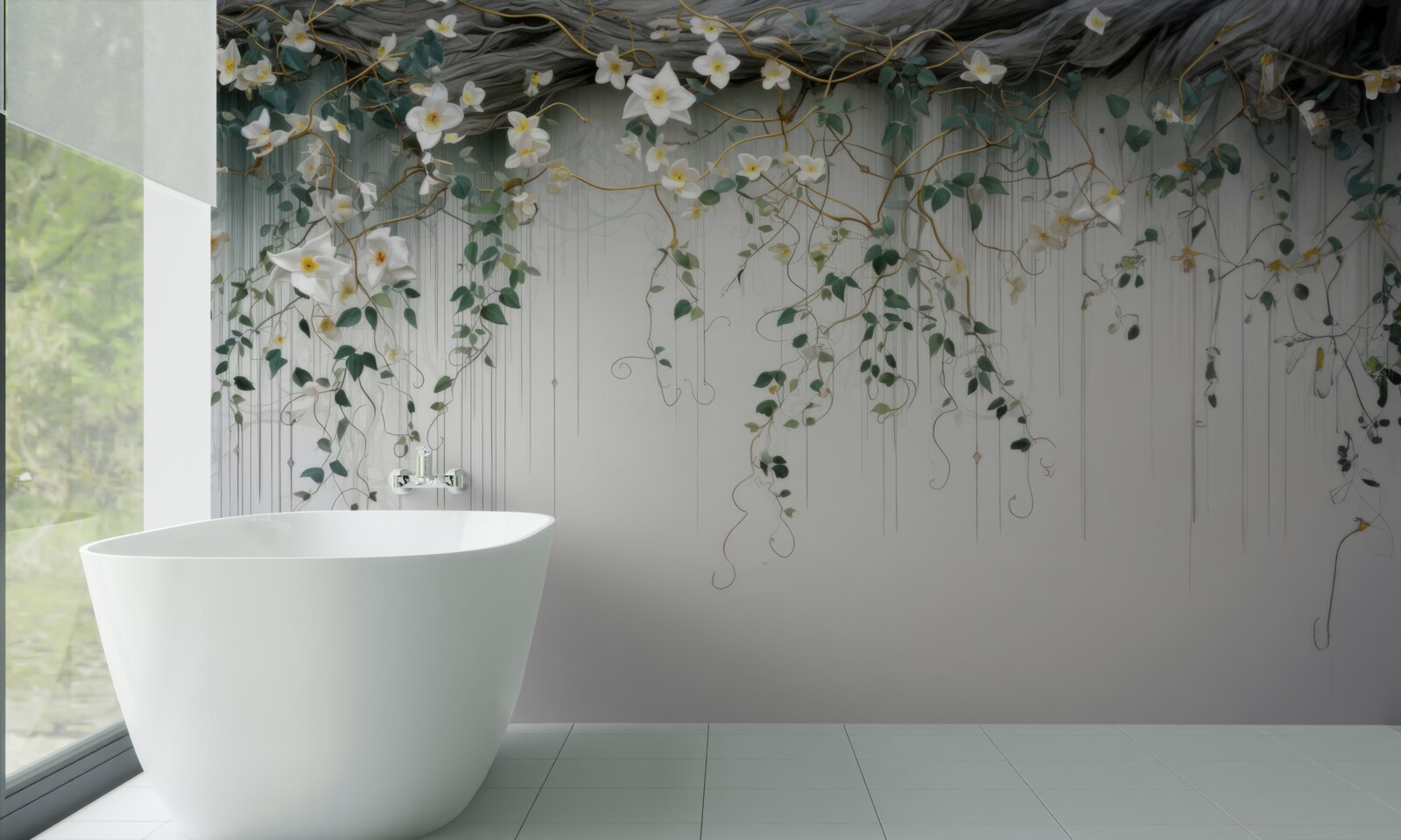 Fototapeta konáre s bielymi kvetmi