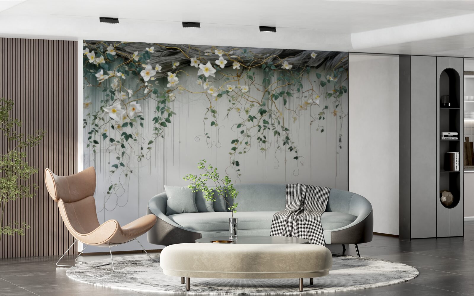 Fototapeta konáre s bielymi kvetmi