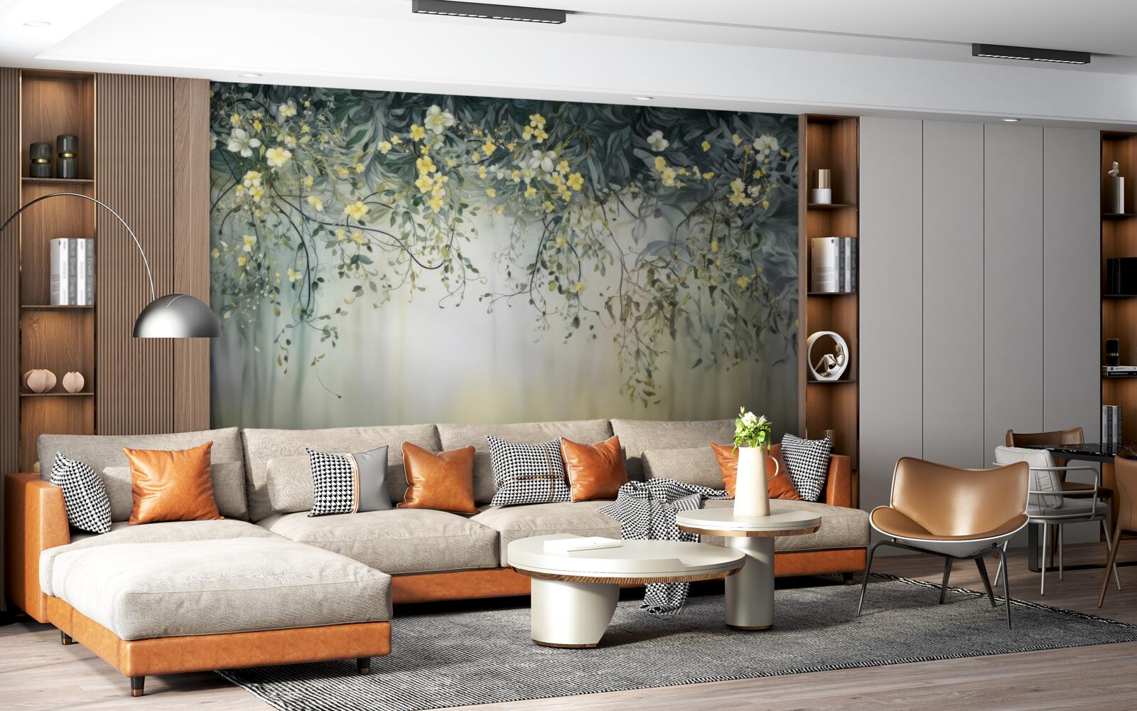 Fototapeta zelené rastliny s visiacimi žltými kvetmi