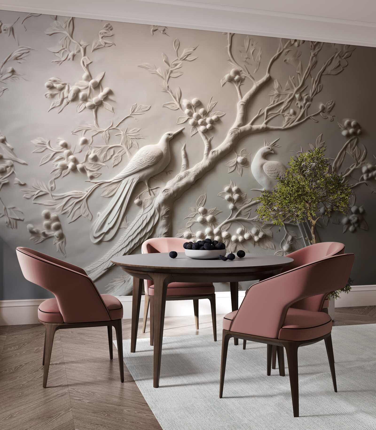 Fototapeta bujná vetva a vták