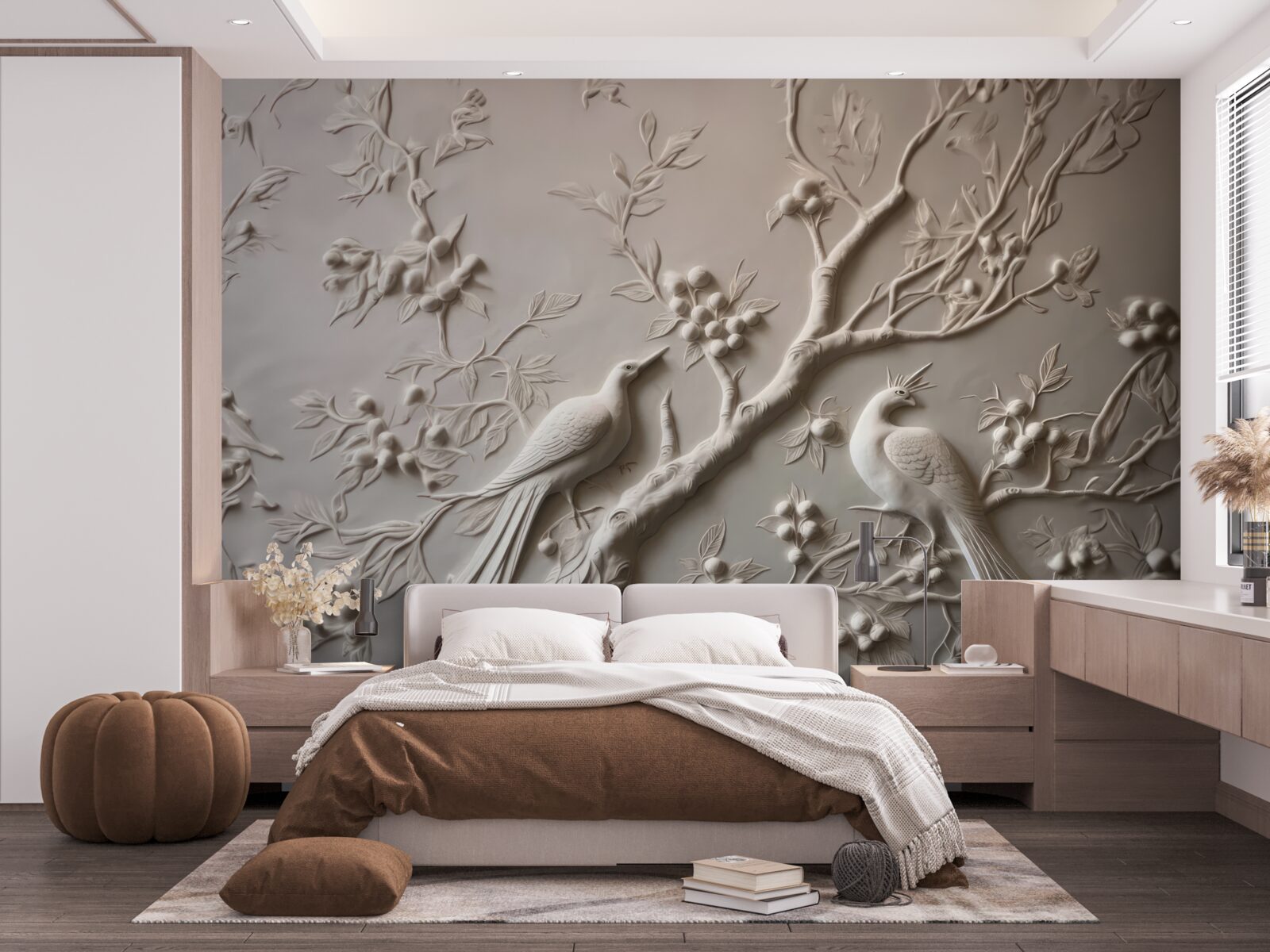 Fototapeta bujná vetva a vták