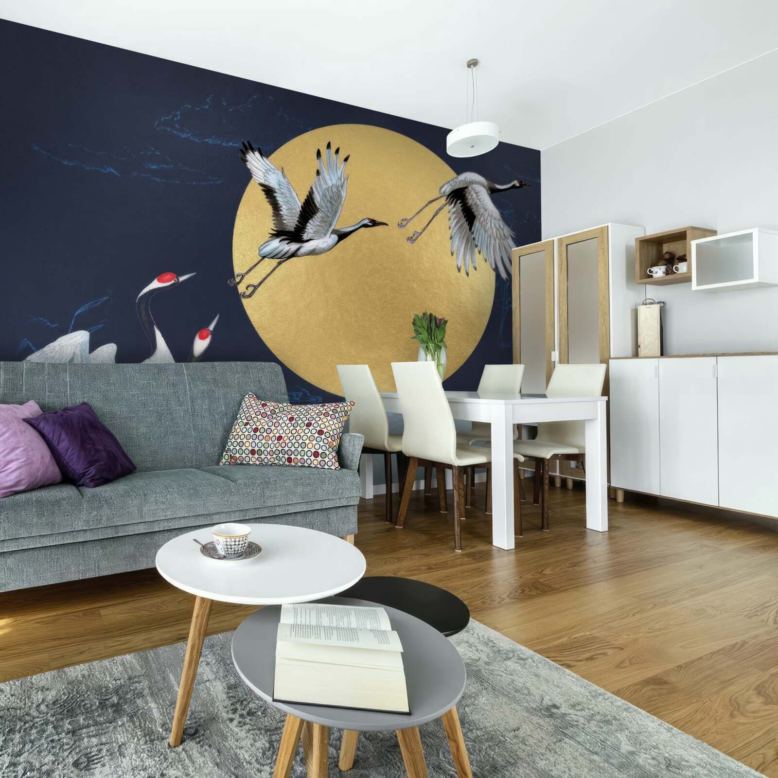 Fototapeta let bielych vtákov