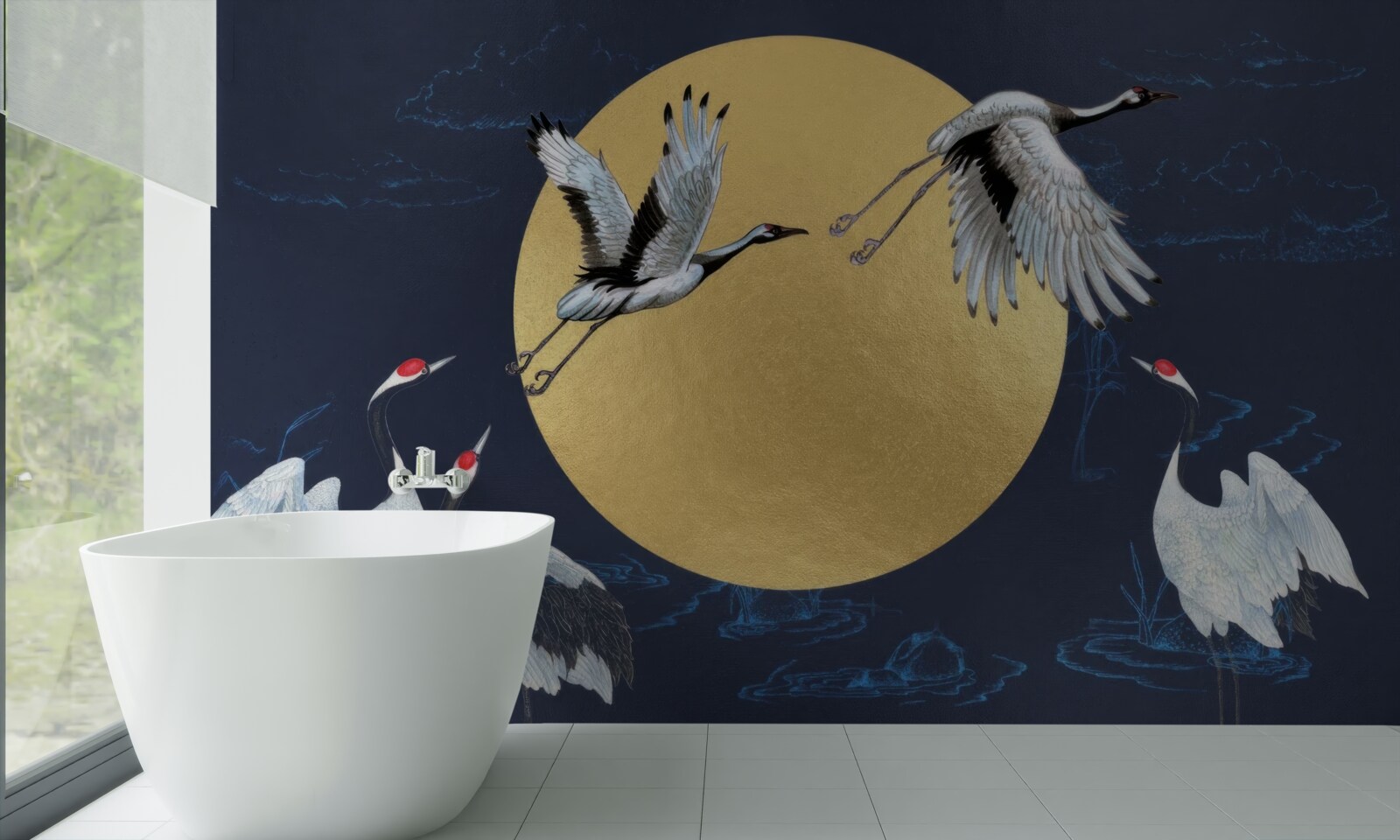 Fototapeta let bielych vtákov