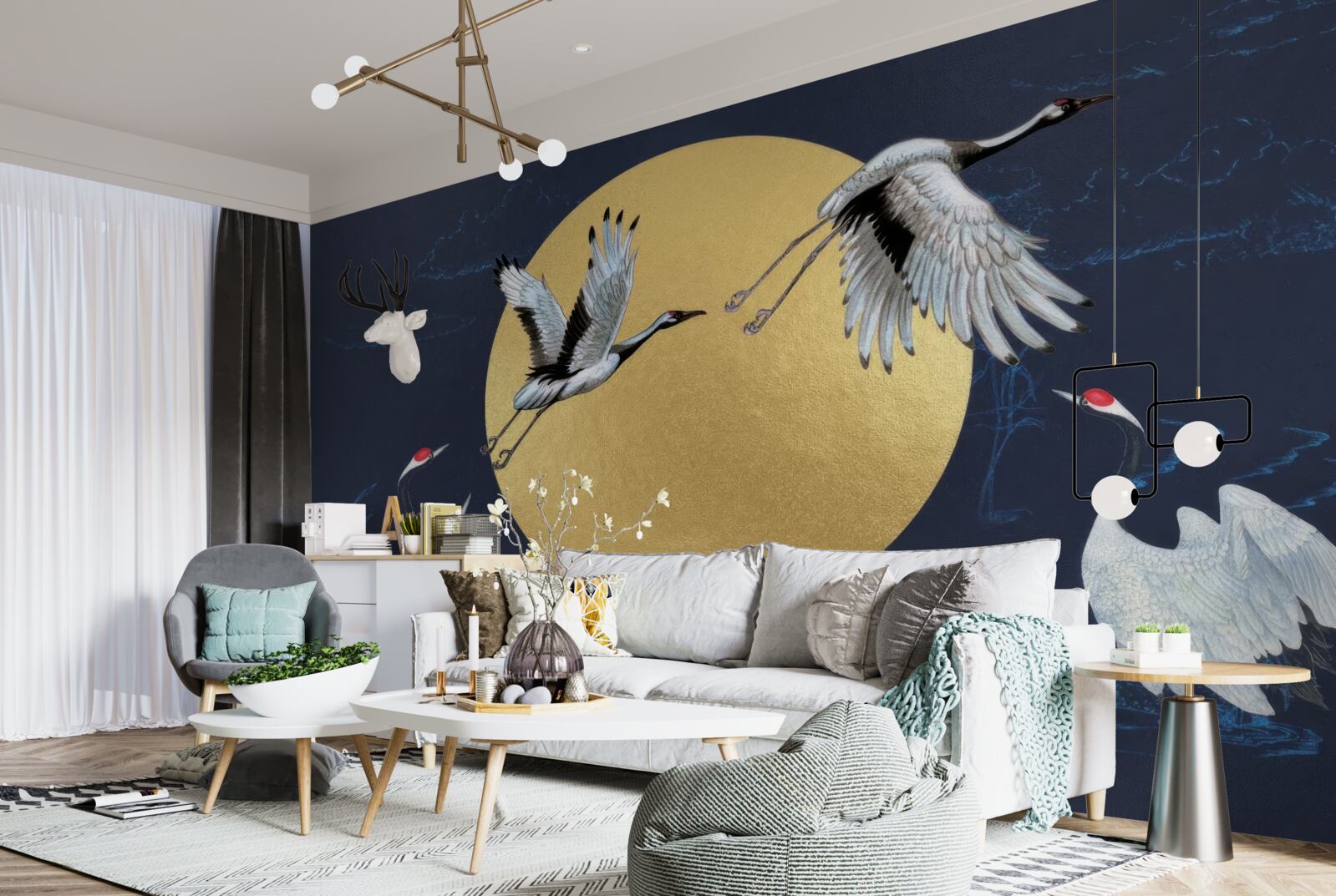 Fototapeta let bielych vtákov