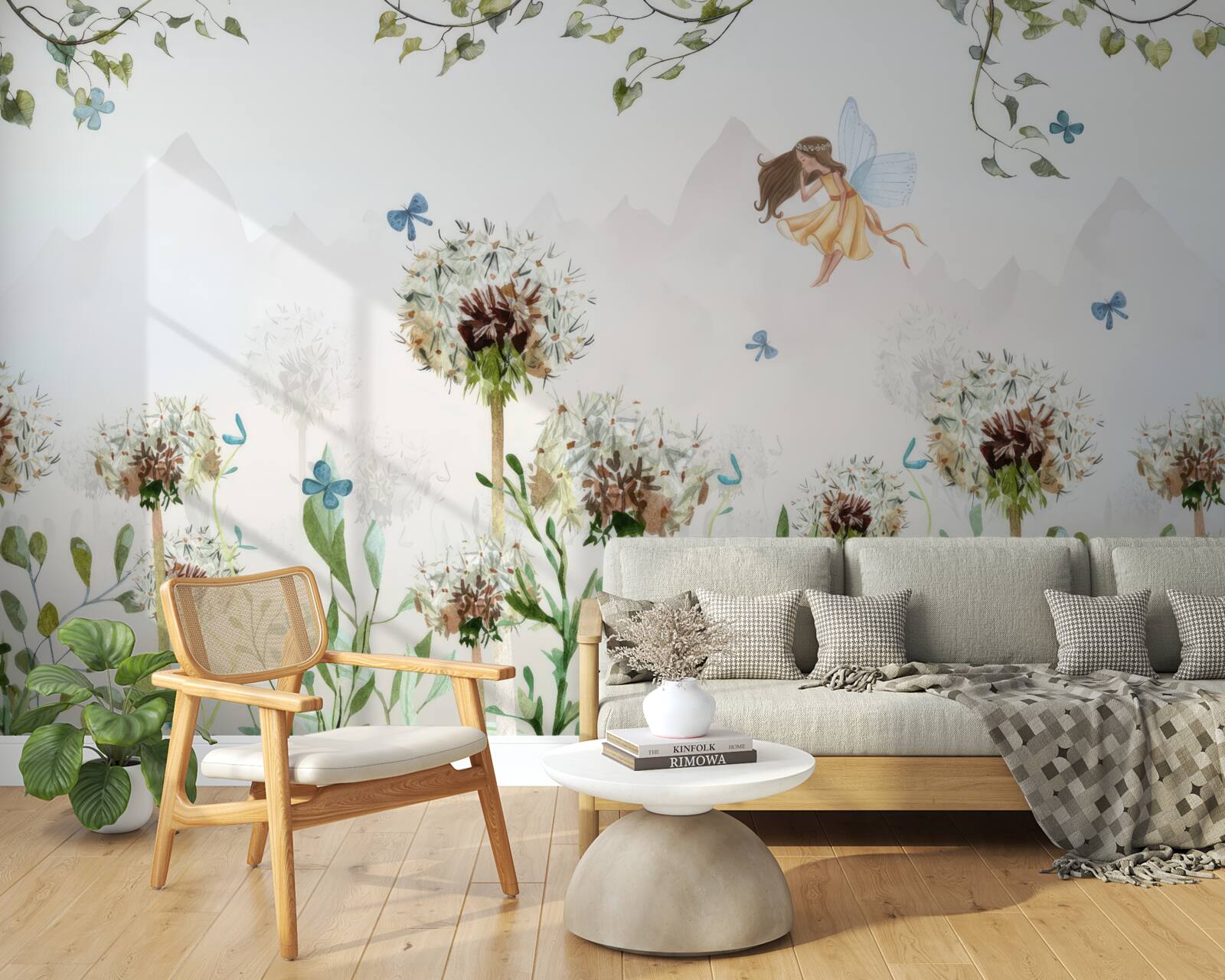 Fototapeta víla sa vznáša nad kvetmi