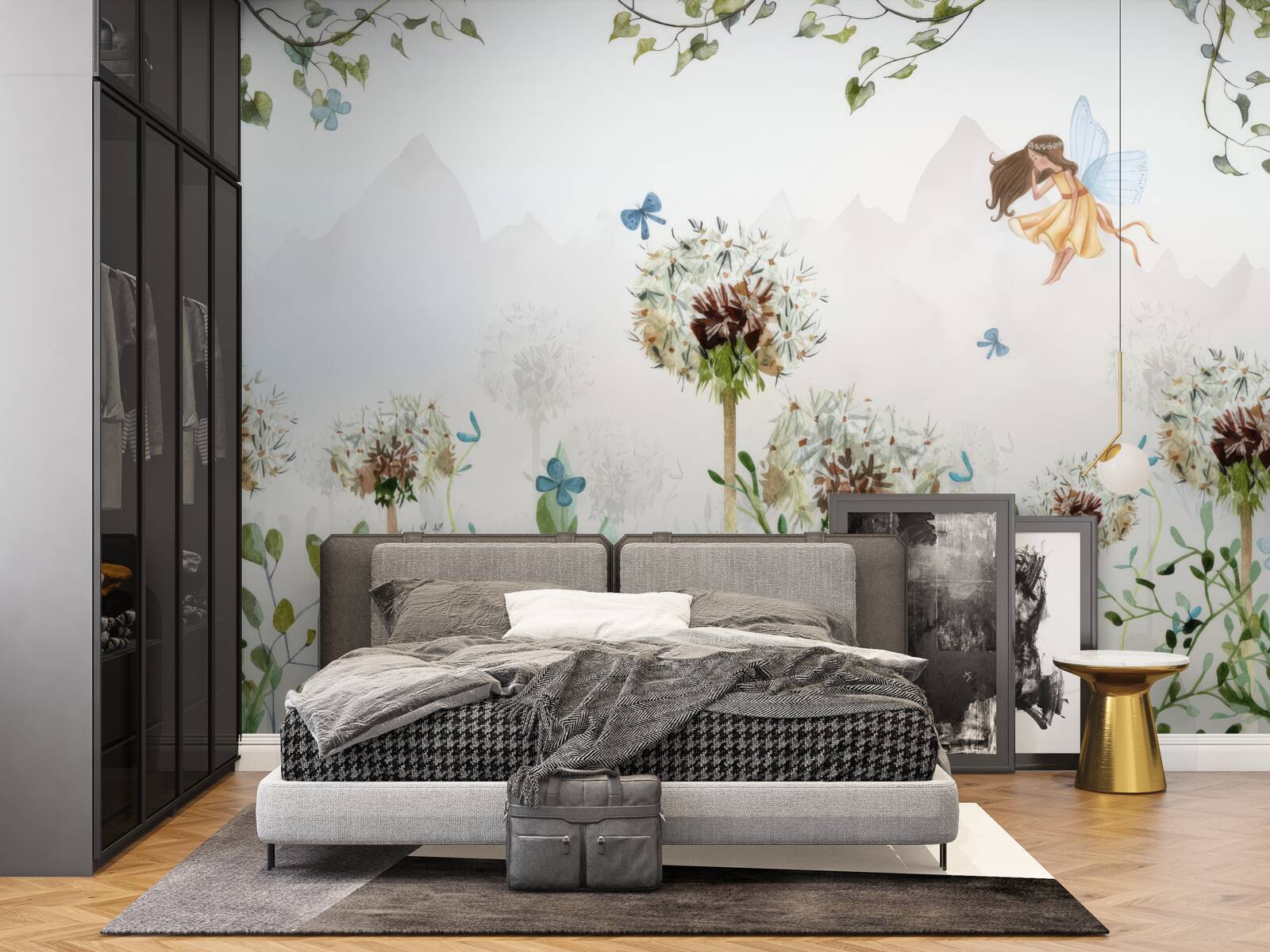 Fototapeta víla sa vznáša nad kvetmi