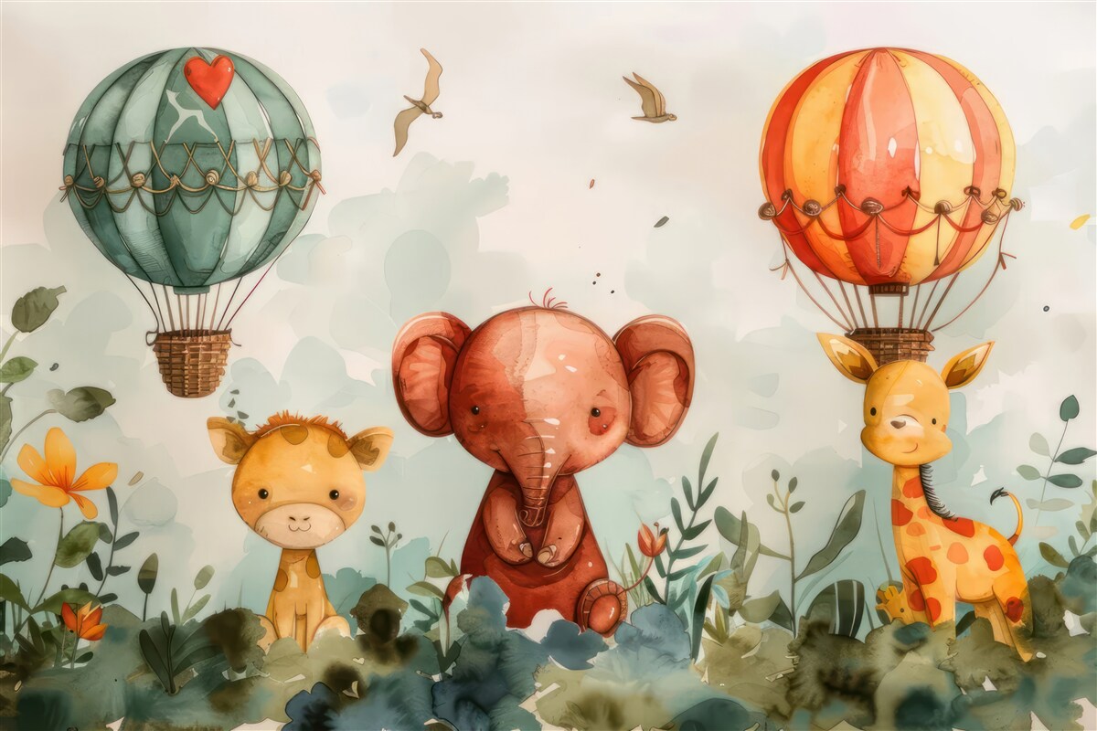 Fototapeta zvieratá je možné vidieť v pozadí balónov